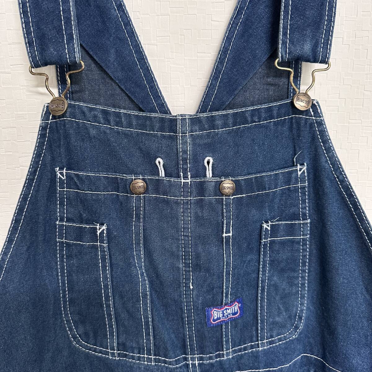 80‘s BIG SMITH デニムオーバーオール W42xL30 インディゴ ビックサイズ _画像7