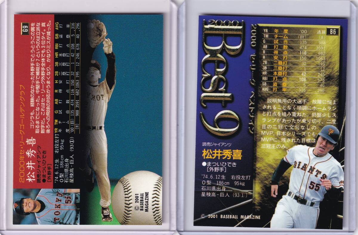 松井秀喜】BBM 2001 抽選プレゼント限定版カード2枚セット