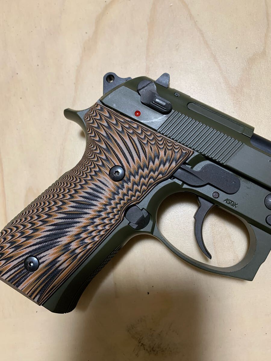 レア物WAウェスタンアームズベレッタM9A1 G10グリップ オリーブ色 ガスガン