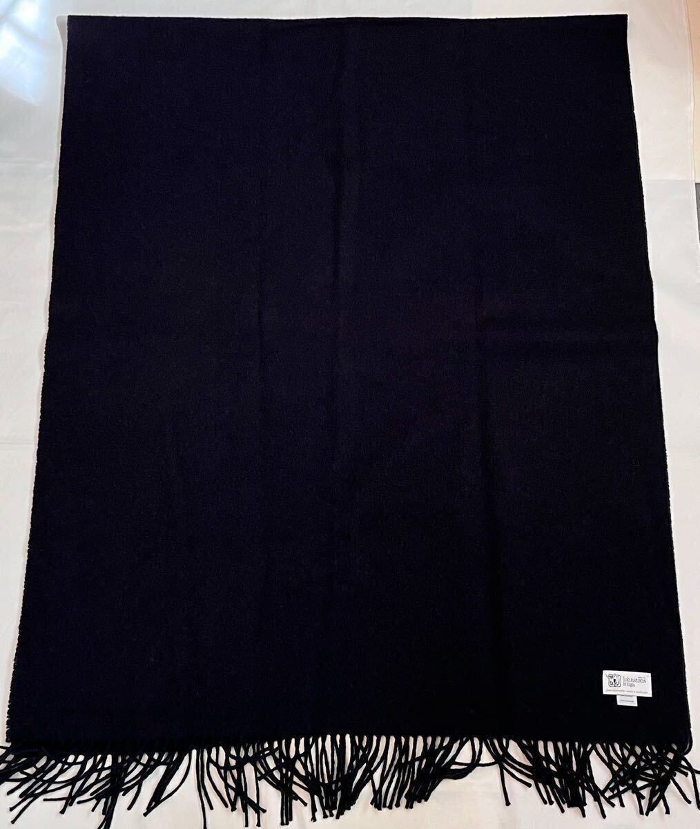 ジョンストンズ カシミヤ 大判ストール CASHMERE ネイビー系