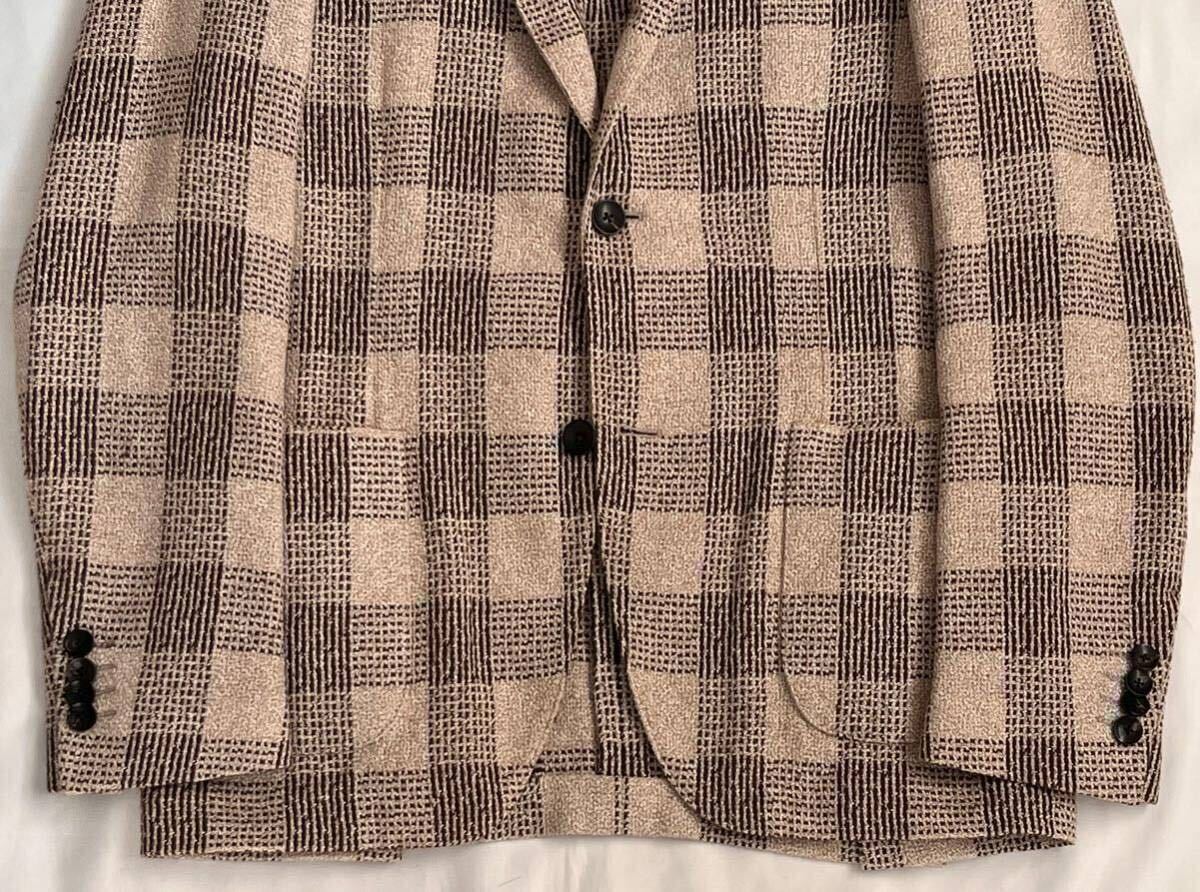 【シルク】LARDINI　テーラード　ツイード　44　ブートニエール　ブラウン シルク】LARDINIテーラードツイード44ブートニエールブラウン