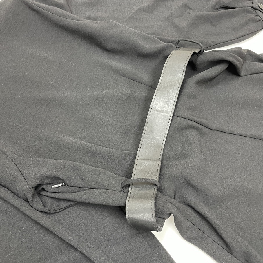 ZARA /S/ ブラック ロングワンピース ドレス長袖 ゴールドベルト レディース カジュアル 通勤 フェミニン 大人可愛い生地 セクシー ザラ_画像8