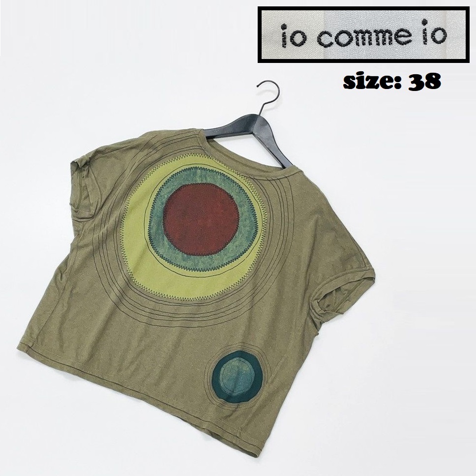 io comme io[38] оттенок зеленого cut and sewn футболка tops ткань хлопок . сделано в Японии уличный casual matsuosenso Uni ko Io com Io 
