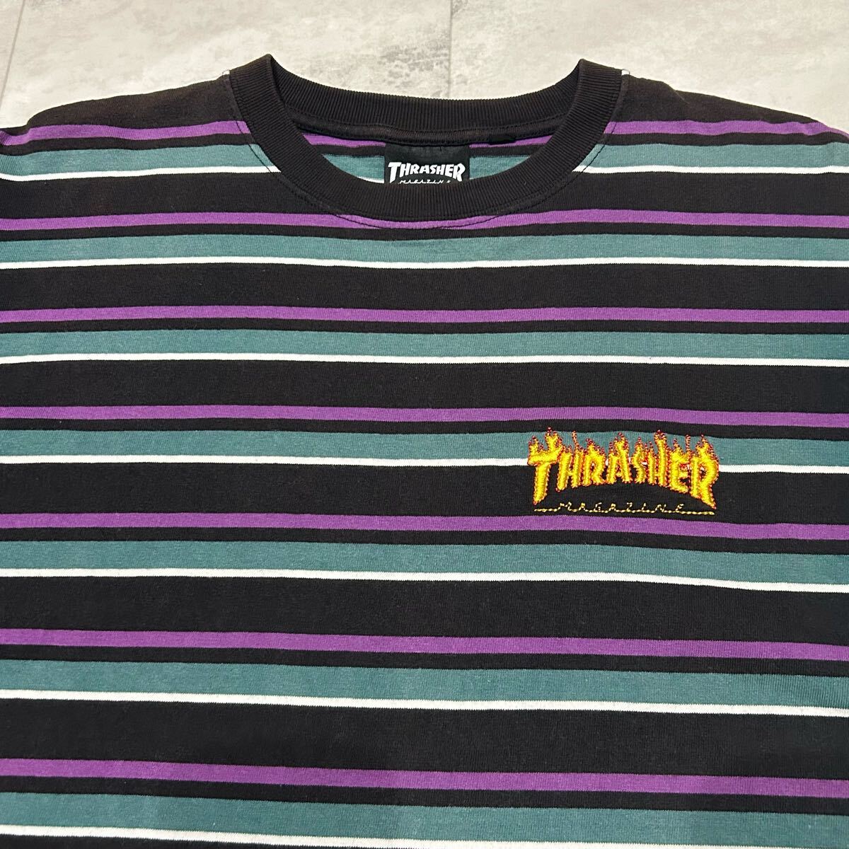 THRASHER MAGAZINE スラッシャー San Francisco ボーダー ロゴ 刺繍 半袖Tシャツ_画像2