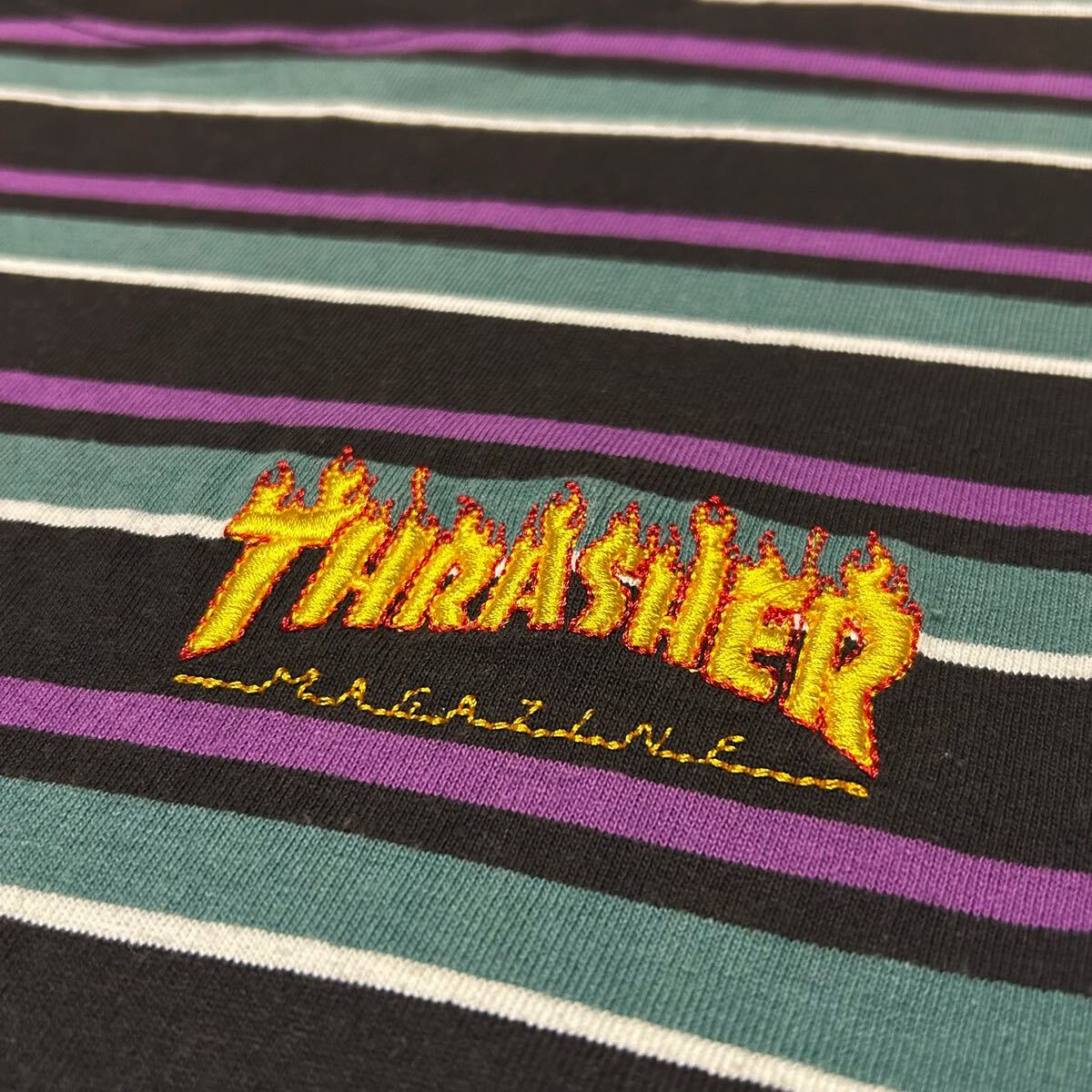 THRASHER MAGAZINE スラッシャー San Francisco ボーダー ロゴ 刺繍 半袖Tシャツ_画像3