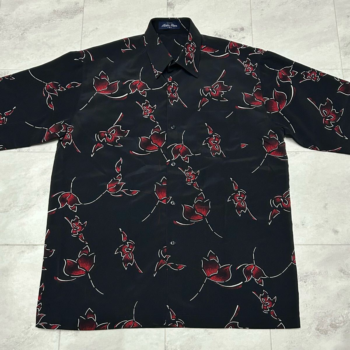 Makku Frien 総柄 柄シャツ 花柄 レトロ アート ビンテージ 長袖シャツ ポリエステル100%_画像2