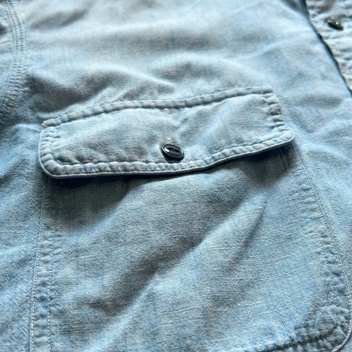 希少 90s POLO by Ralph Lauren DUNGAREE WORKSHIRT ラルフローレン シャンブレー ポニー無し ビンテージ 長袖シャツ_画像5