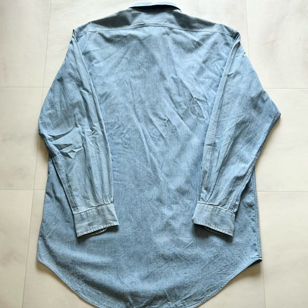 希少 90s POLO by Ralph Lauren DUNGAREE WORKSHIRT ラルフローレン シャンブレー ポニー無し ビンテージ 長袖シャツ_画像9
