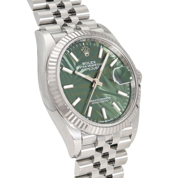 ロレックス ROLEX デイトジャスト 36 パームモチーフ 126234 オリーブグリーン/バー文字盤 中古 腕時(shí)計(jì) メンズ