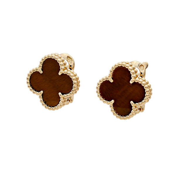  Van Cleef & Arpels Vintage aru рукоятка blaK18 желтое золото серьги б/у 