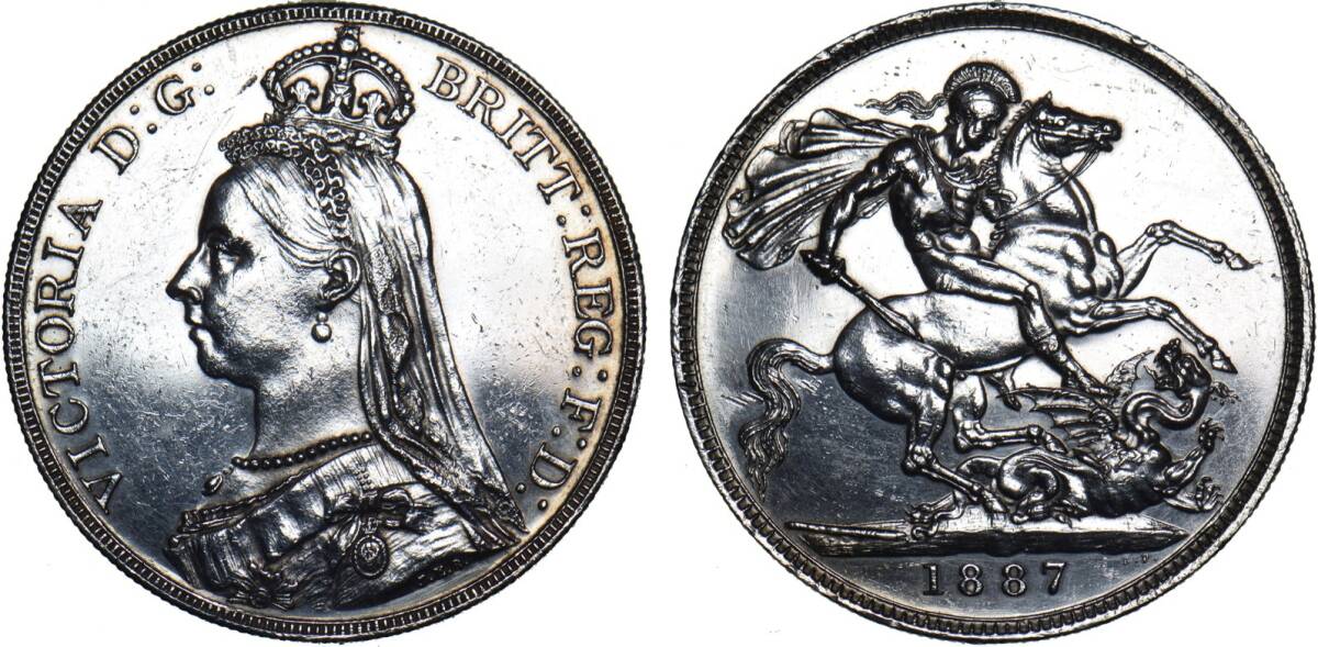 1円スタート! ・1887 イギリス 1クラウン銀貨 ビクトリア 1円スタート! ・1887 イギリス 1クラウン銀貨 ビクトリア