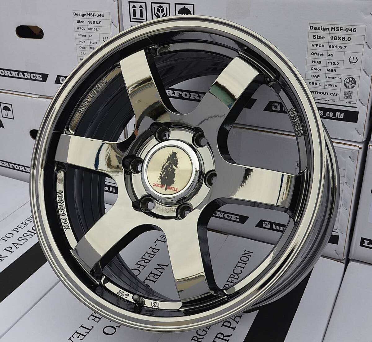 SAMURAI WHEELS (HSF 046) ・ ハイエース ・ 18インチ R18 18x8J +36 ( 6h 139.7 / ハブ径 110 ) 新品 / 4本セット (4本価格)_画像1