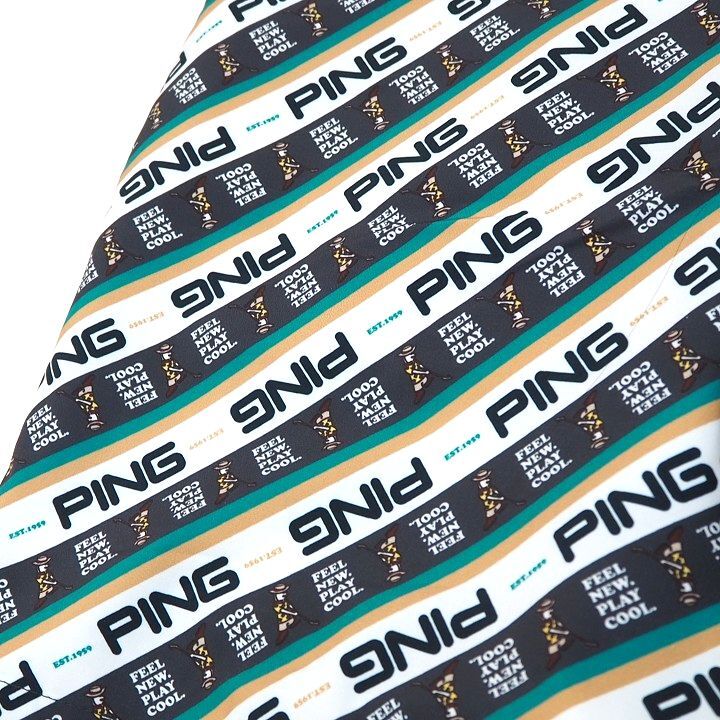 T163 新品 PING GOLF ピン ゴルフ 総柄ロゴ ストレッチ ハーフパンツ ショートパンツ ゴルフウエア ターコイズ L