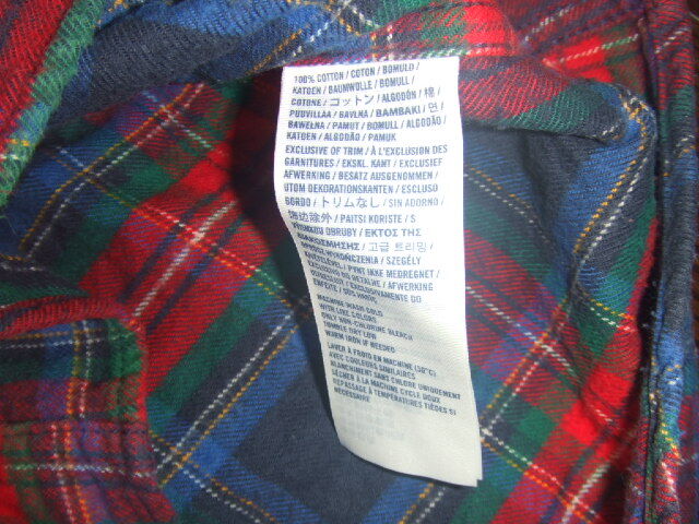 ★良品 Abercrombie＆Fitch / 長袖ネルシャツ チェック ロゴ刺 / XL(肩幅37cm身幅49cm著丈65cm袖丈65cm) ★