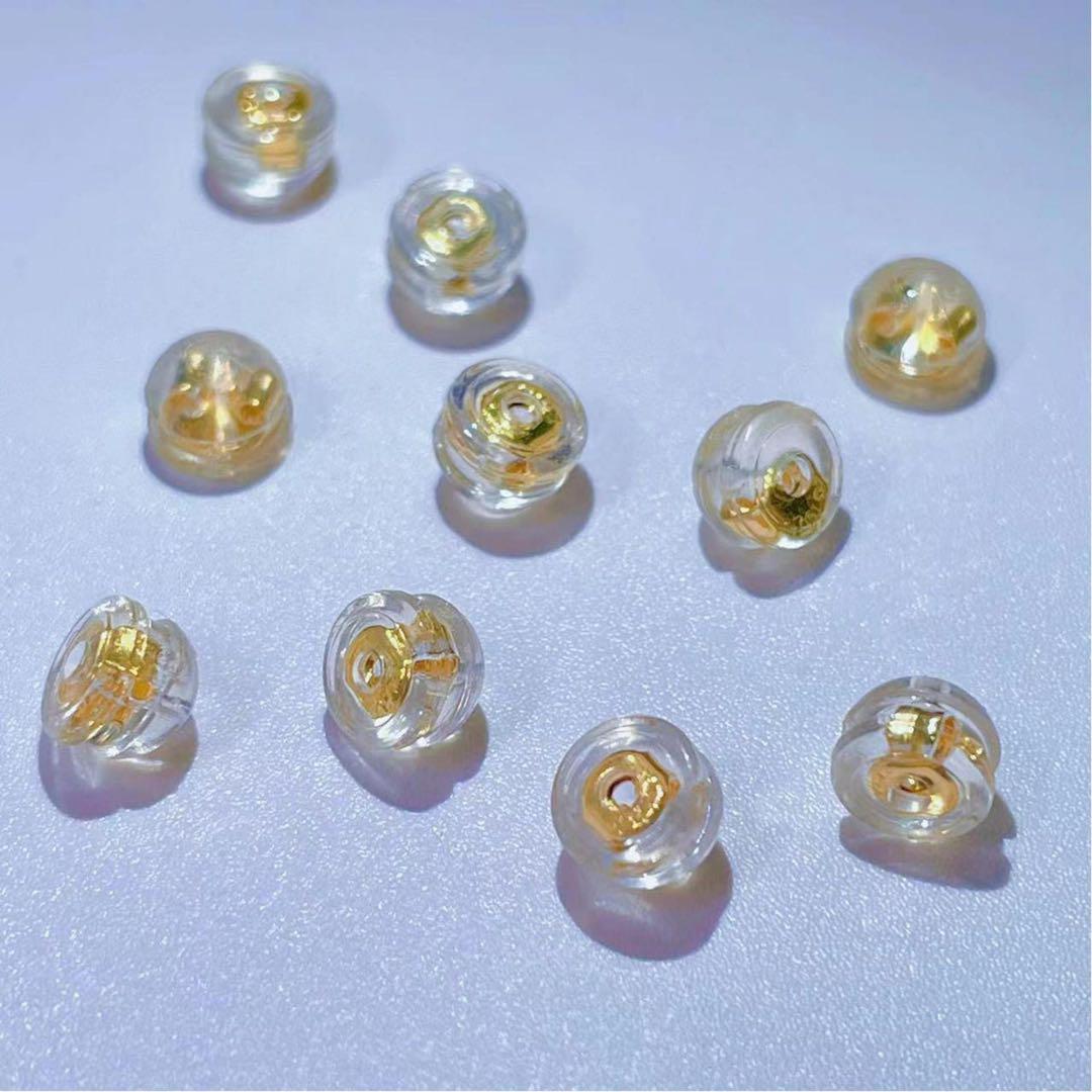 シリコン ピアスキャッチ 10個 ダブルロック ゴールド アレルギー対応_画像4