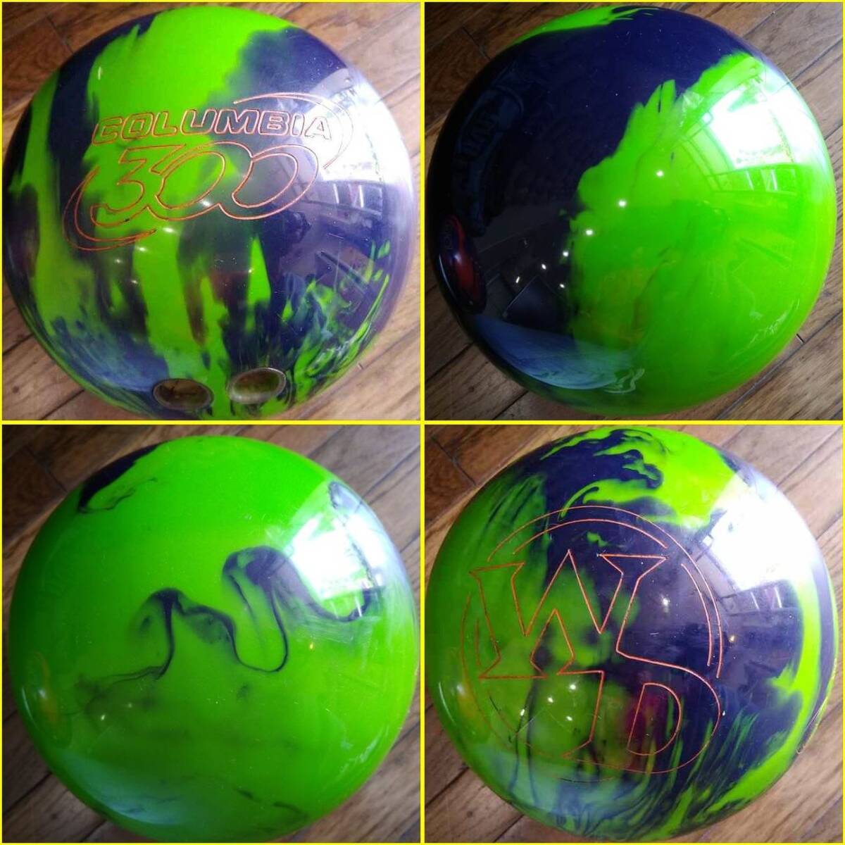 【USED品/約15ポンド ボウリングボール2點(diǎn)セット】 コロンビア300 黃緑系色+マスターマインド ストラテジー 紺系色 /DV8キャリーバッグ付
