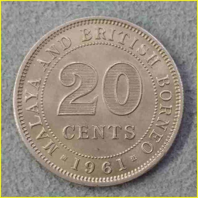 英領 海峡植民地 マラヤ・ボルネオ 20セント 硬貨/1961年