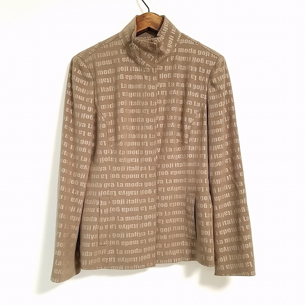 #anc イタリヤ 伊太利屋 GK ジャケット 7 ベージュ ロゴ文字 ジップアップ スタンドカラー レディース [813277]
