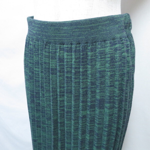#anc ソウワンバイワン So 1:1 スカート F 緑 紺 プリーツ ニット レディース [711833]_画像3