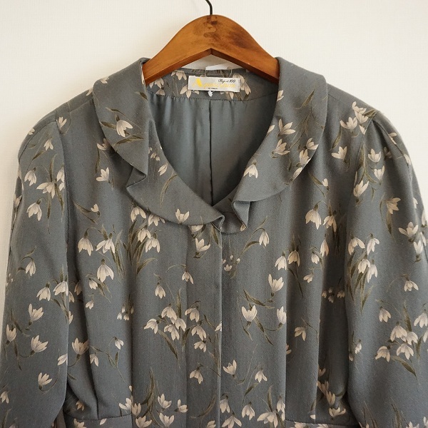#anc アクアスキュータム Aquascutum ワンピース 10 グレー系 花柄 シルク混 レディース [812918]