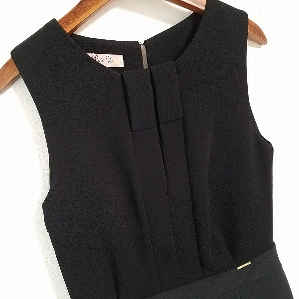 #anc アンナリタエンネ AnnaRitaN ワンピース 40 黒 グレー ノースリーブ 異素材 バックジップ レディース [640252]_画像3