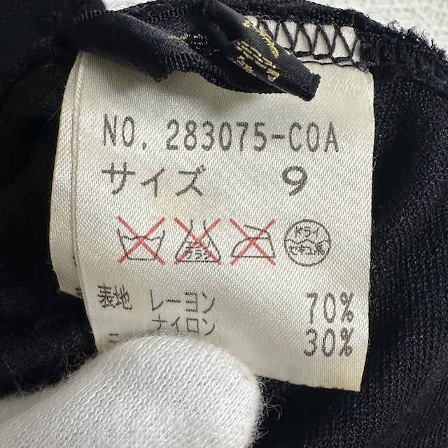 #anc GKITALIYA 伊太利屋 カットソー 9 黒 ビーズ フリンジ 花柄 レディース [855033]