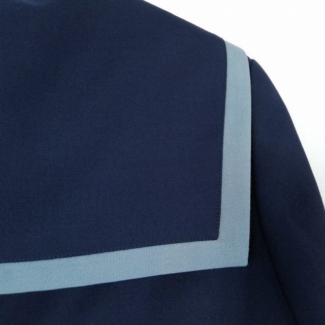 セーラー服 ジャンパースカート スカーフ 上下3點(diǎn)セット 160A トンボ 冬物 グレー1本線(xiàn) 女子 佐賀鍋島中學(xué) 紺 中古 ランクC EY3838