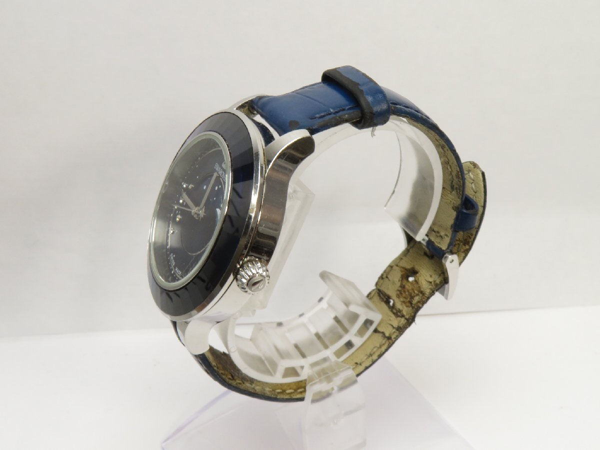 \1◆稼働◆ スワロフスキー ブルー クオーツ メンズ 腕時(shí)計(jì) Z725