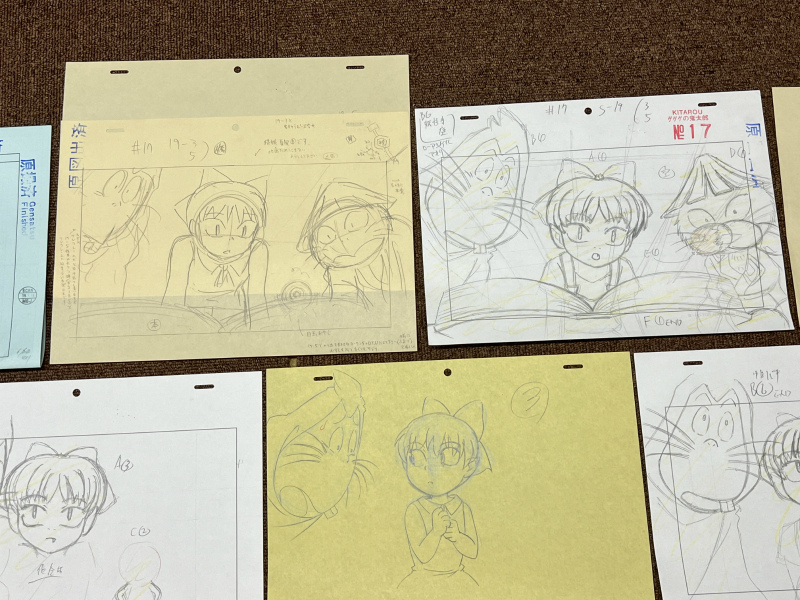 アニメ ゲゲゲの鬼太郎 17話 S19-C3 セル畫用 原畫 おまとめセット ねずみ小僧 / 貓娘 / 目玉のおやじ / カワウソ 現(xiàn)狀渡し