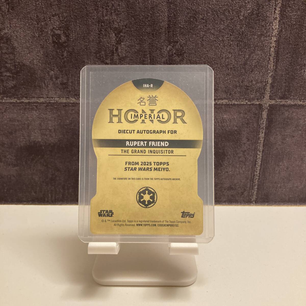 2025 Toppsカード Rupert Friend（The Grand Inquisitor） 49/50 直筆サイン 銀河帝国 大カット 2025 Topps Star Wars MEIYO 名誉 スターウ