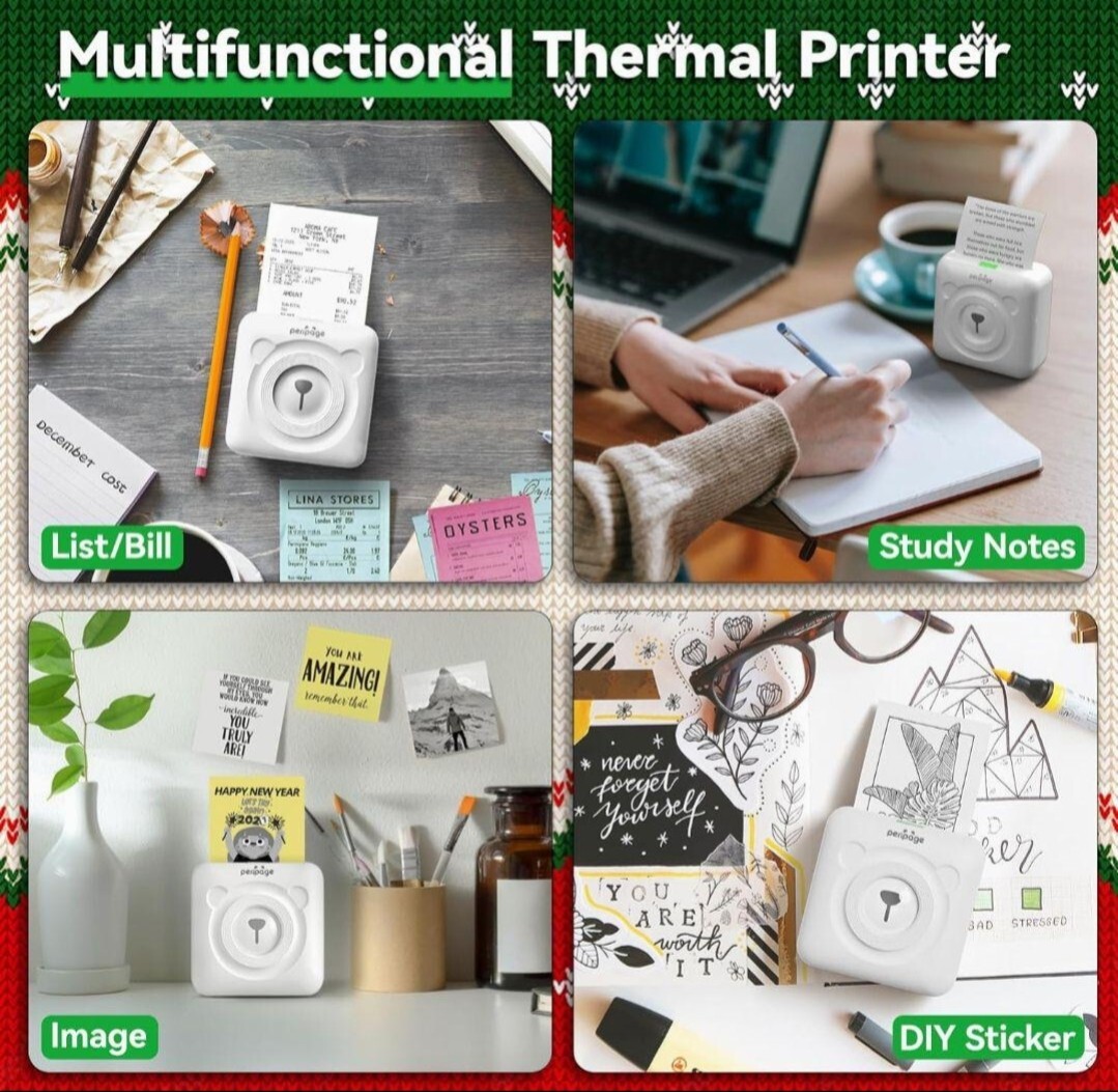 【新品未開封品】PeriPage A6　ミニサーマルプリンター　ブルー　スマホで簡(jiǎn)単印刷　感熱ロール紙3ロール入り×4箱付き　送料無料