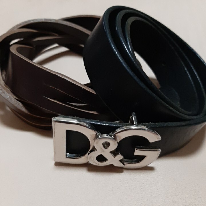 DOLCE&GABBANA D&G レザー ベルト ブラック 代えベルトワイン ２本