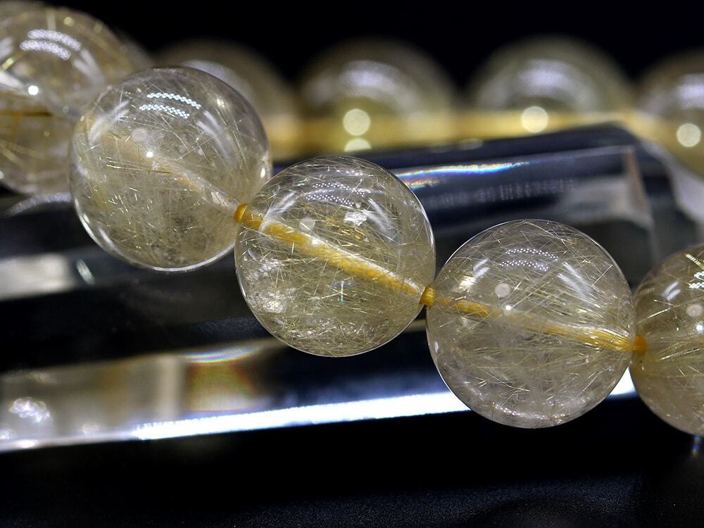 ゴールドルチル 14mm ブレスレット パワーストーン ブレスレット メンズ 天然石 數(shù)珠 アクセサリー メンズブレスレット
