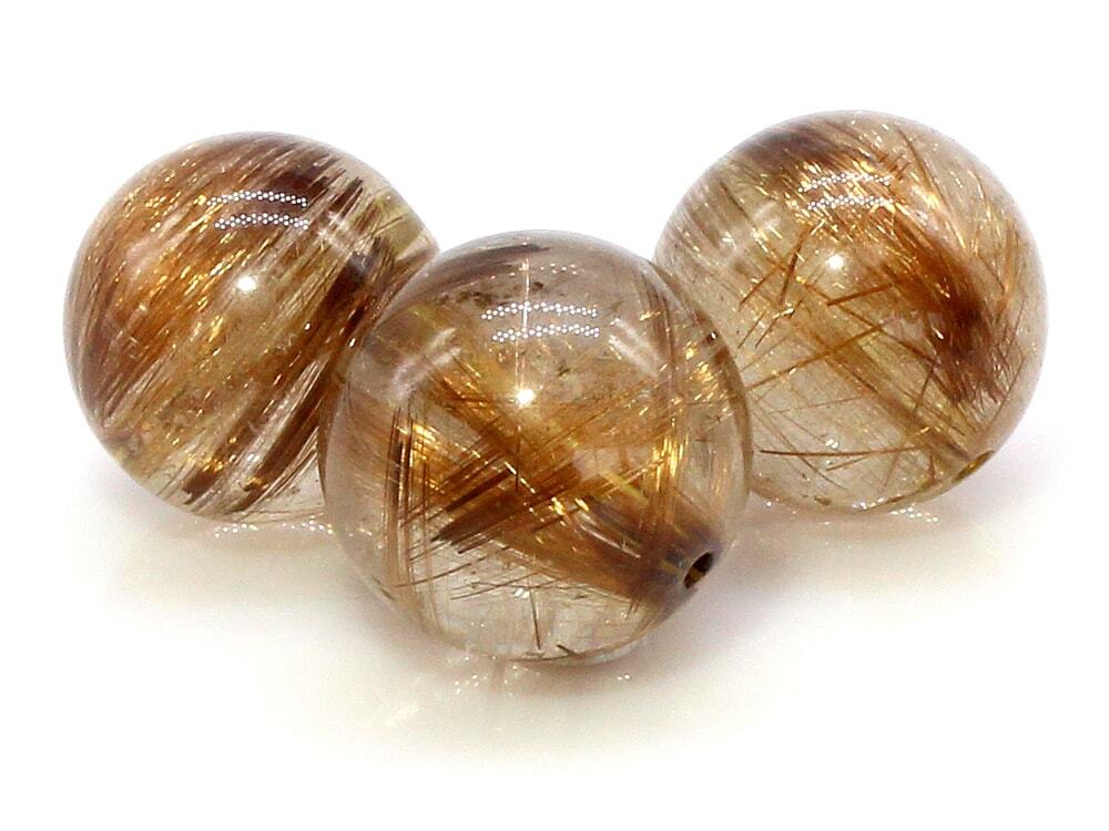 ルチルクォーツ　大玉　天然石ビーズ　粒売り　22ミリ　穴あき　パワーストーン 1粒売り タイガールチルクォーツ 22mm パワーストーン バラ売り