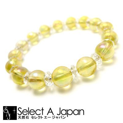 イエロー オーラ水晶 ブレスレット パワーストーン ブレスレット レディース メンズ 天然石 數(shù)珠 アクセサリー