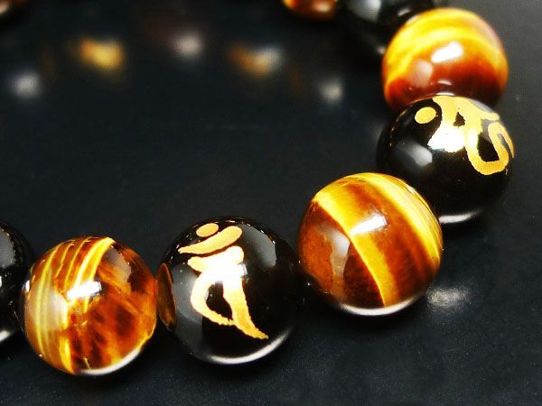 梵字 オニキス タイガーアイ ブレスレット パワーストーン ブレスレット メンズ 天然石 數(shù)珠 アクセサリー メンズブレスレット