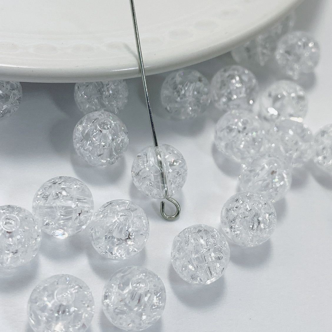 80個 10mm アクリルビーズ クリアビーズ クラックビーズ 両穴 ハンドメイドパーツ アクセサリーパーツ ビーズ プラスチックビーズ