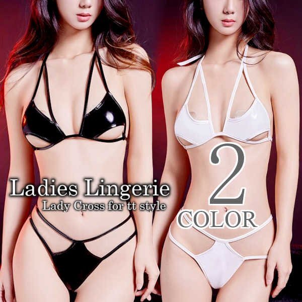 セクシーランジェリー セット ブラジャー エナメル ブラ ショーツ Tバック Gストリング 超過激 下著 レディース インナー