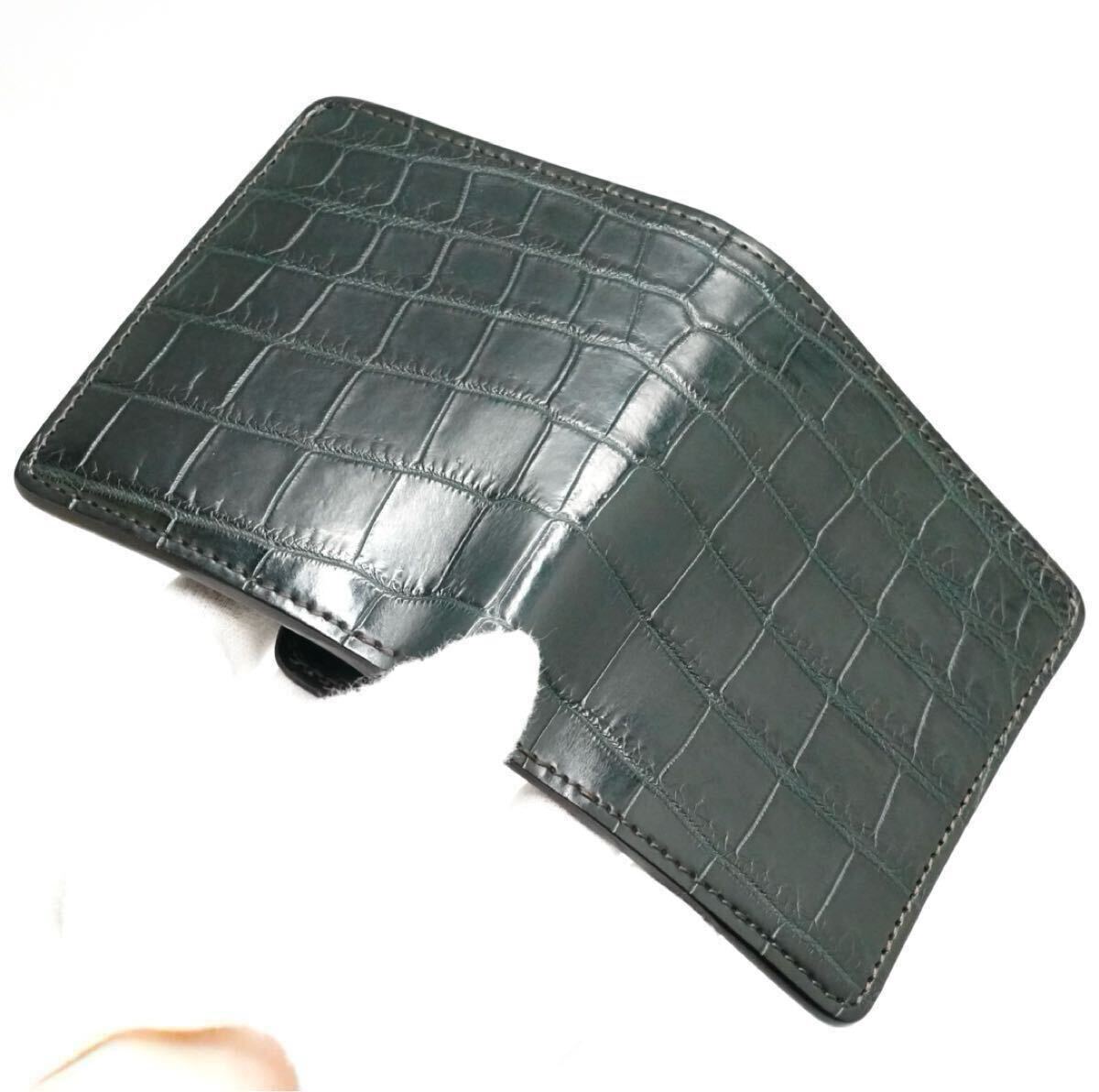 レア 限定 美品 WILDSWANS クロコダイル kf-003 / ワイルドスワンズ 二つ折り財布 サドル 本革 小銭入れ付き コンパクト カードケース