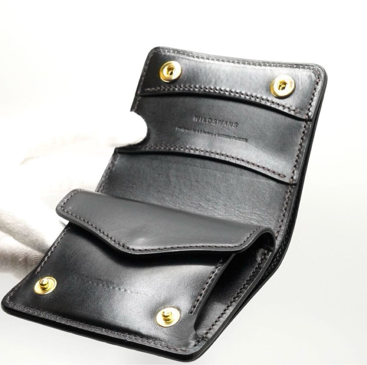 レア 限定 美品 WILDSWANS クロコダイル kf-003 / ワイルドスワンズ 二つ折り財布 サドル 本革 小銭入れ付き コンパクト カードケース