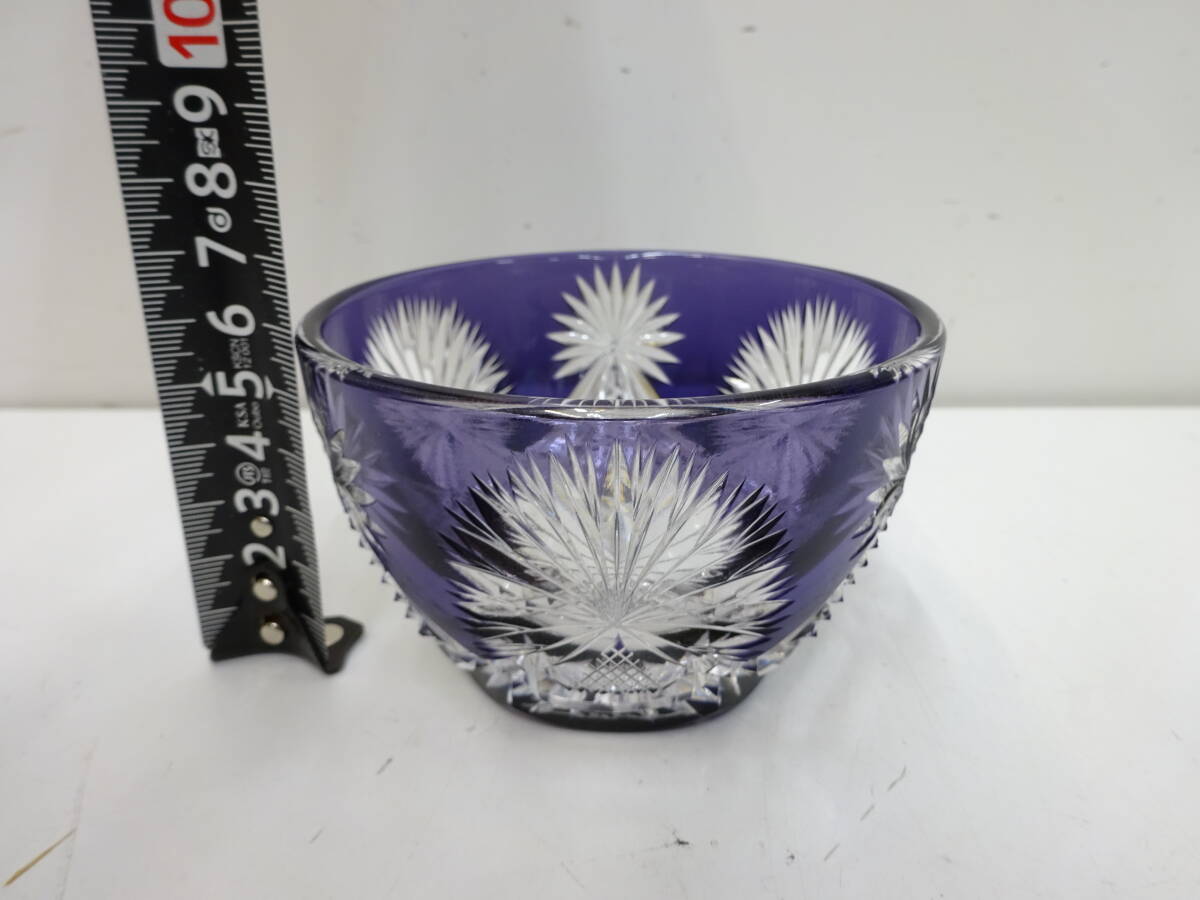 プレゼントを選ぼう！ 工芸祭 骨董祭 綾切子 黒木 未使用品 共箱付 刻印有 ② 紫 小鉢 工芸品