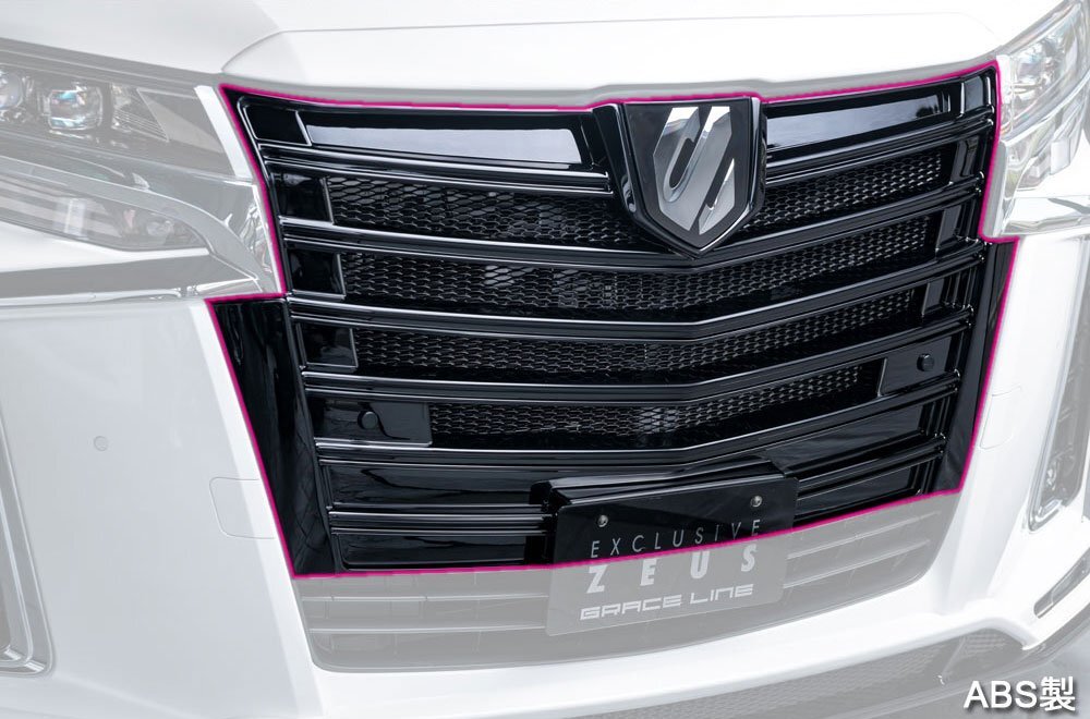 M\'z SPEED フロントグリル ブラック (202) ABS アルファードハイブリッド AYH30W H30.1～R5.5 エグゼクティブS/ゴールド MC後 カメラ無車