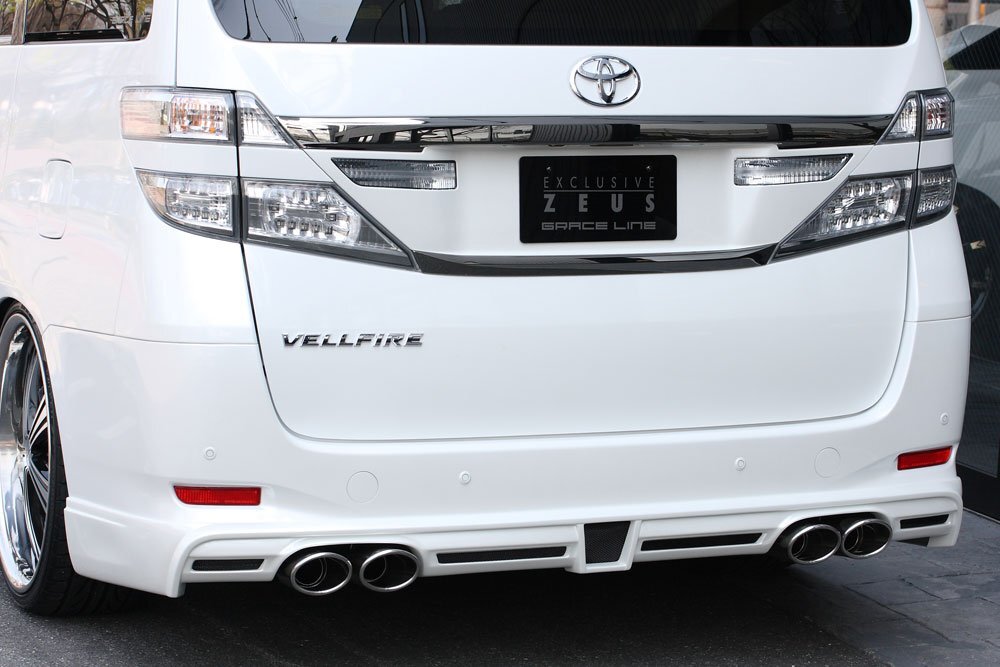 M\'z SPEED リアアンダースポイラー(マフラー4本出し用) ホワイト (070) FRP ヴェルファイアハイブリッド ATH20W H23.11～H26.12 V/X MC後