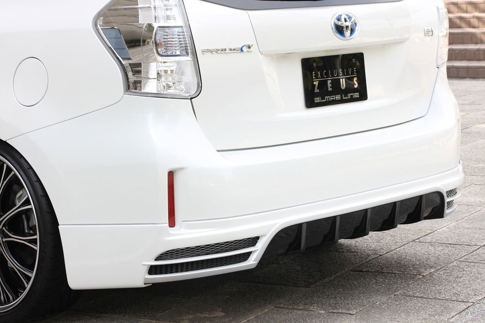 M\'z SPEED リアアンダースポイラー(マフラーレス用) 塗り分け塗装 (070/202) FRP プリウスα ZVW41W H23.5～H26.10 MC前