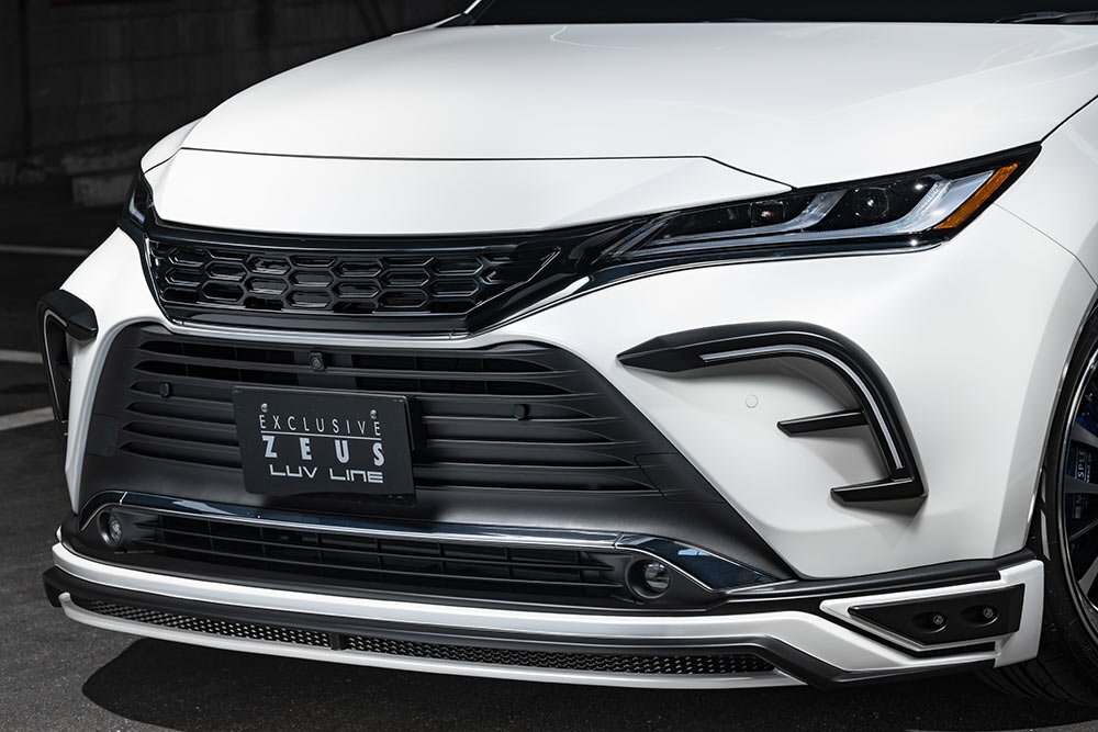 M\'z SPEED フロントハーフスポイラー ホワイトパールクリスタルシャイン (070) ABS ハリアーハイブリッド AXUH80 AXUH85 R2.6～