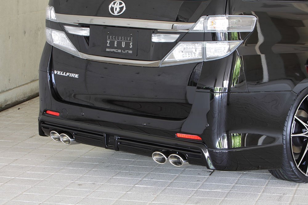 M\'z SPEED リアアンダースポイラー(マフラー4本出し用) ホワイト (070) FRP ヴェルファイア 20系 H20.5～H23.10 2AZ-FE Z MC前