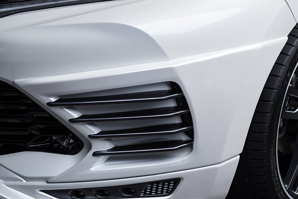 M\'z SPEED フロントバンパーガーニッシュ ホワイトパールクリスタルシャイン (070) FRP ハリアーハイブリッド AVU65W H29.6～R2.5 MC後