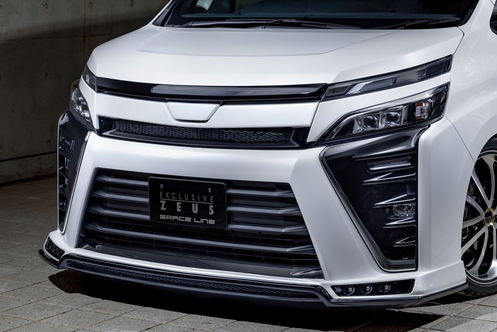 M\'z SPEED フロントハーフスポイラー ホワイトパールクリスタルシャイン (070) FRP ヴォクシー ZWR80W H29.8～R3.12 ハイブリッドZS MC後