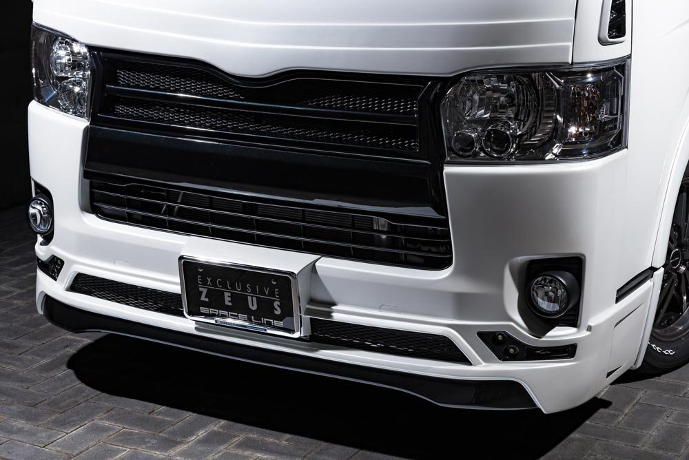 M\'z SPEED フロントハーフスポイラー ブラックマイカ (209) FRP ハイエースバン 200系 H25.12～