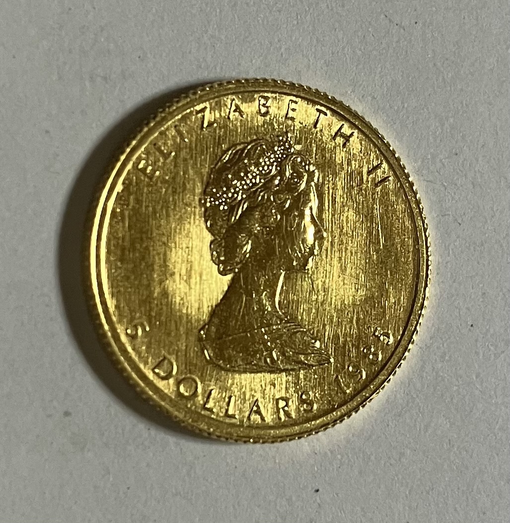 格安3万円スタート〜 85年 メイプルリーフ金貨 1／10 重さ3.12g